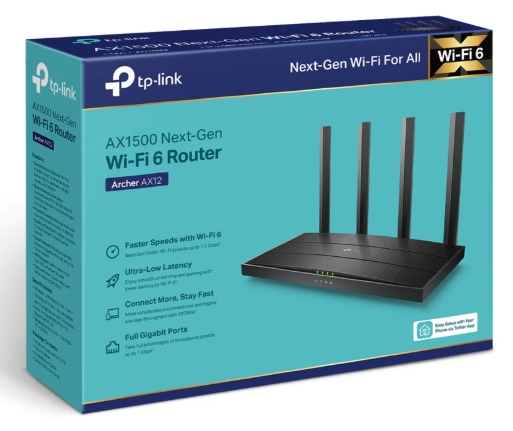 Router AX1500(Archer AX12)Gigabit Wi-Fi 6 1y